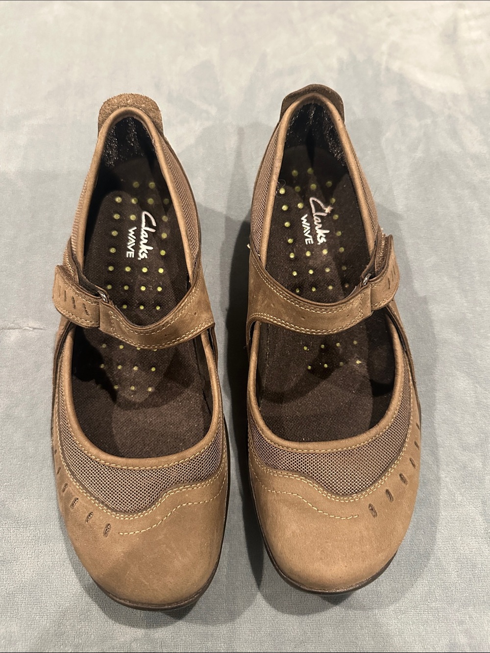 Clarks Wave Mary Jane Flats in Sage Green